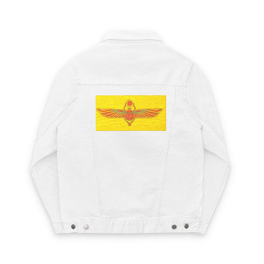 Embroidered Unisex Denim Jacket - Stylish Outerwear, Casual Layering, Trendy Gift, Unique Streetwear, Fall Fashion Essential