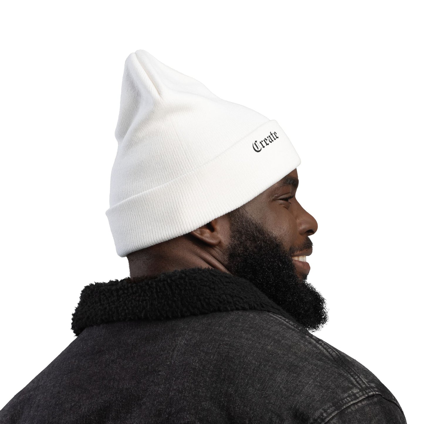 Embroidered "create" Knit Beanie — Cozy Creative Beanie Hat