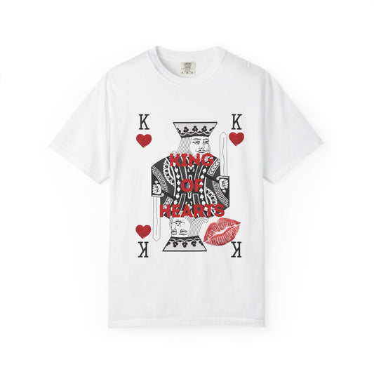 King of Hearts T‑Shirt — Playing Card Graphic Tee with Kiss Motif