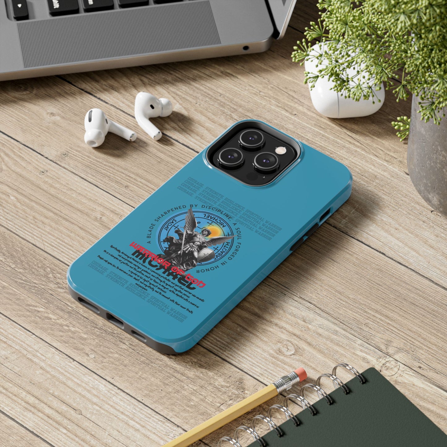 Tough Phone Cases: Inspirational Quote Phone Case, Gift for Strength Lovers, Durable Steel Blue Phone Case, Protective Case for Men & [...]