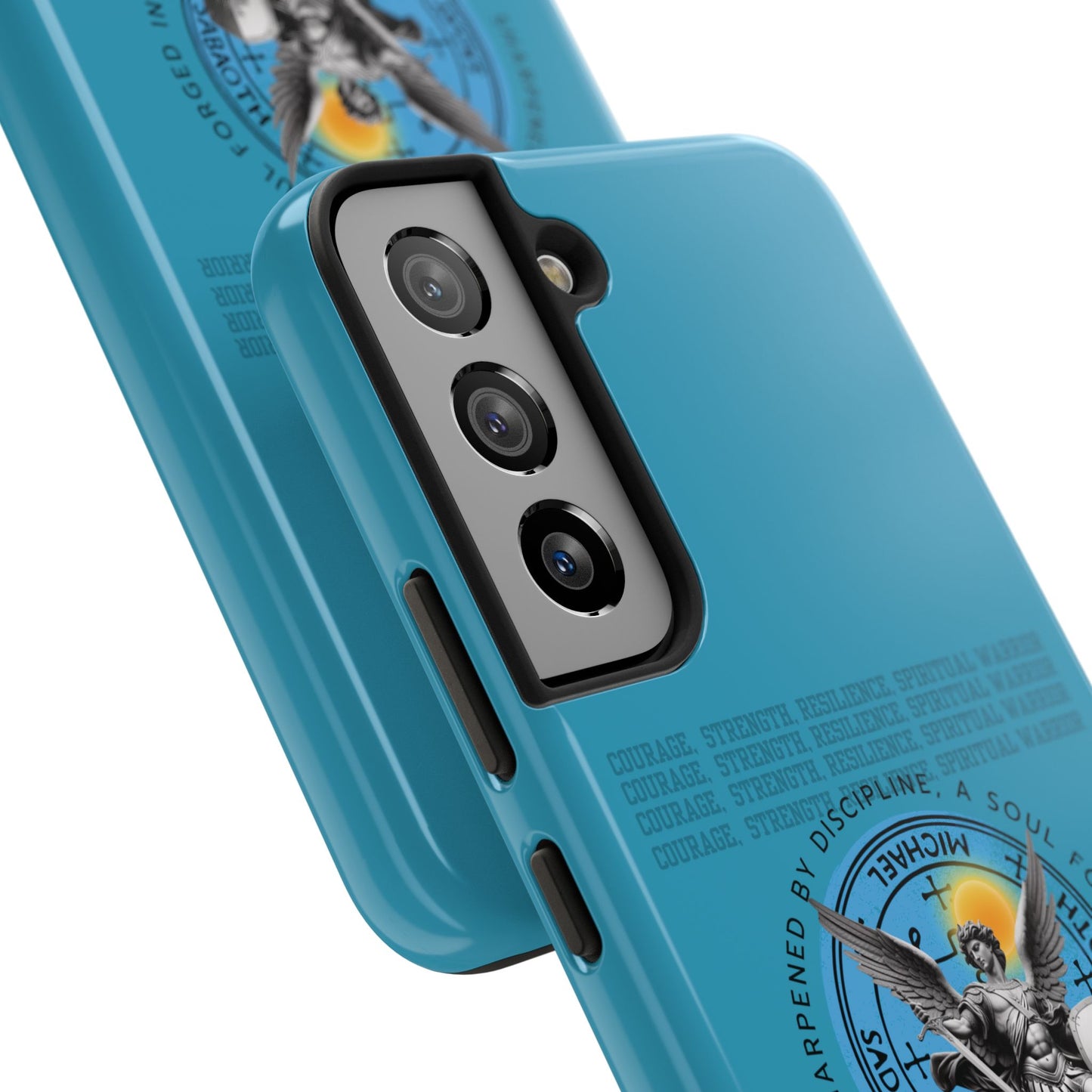 Tough Phone Cases: Inspirational Quote Phone Case, Gift for Strength Lovers, Durable Steel Blue Phone Case, Protective Case for Men & [...]