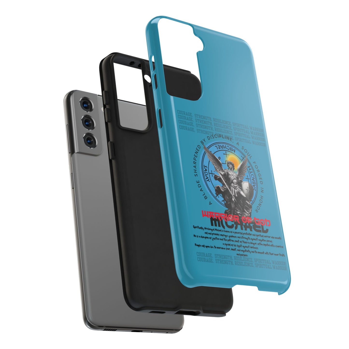 Tough Phone Cases: Inspirational Quote Phone Case, Gift for Strength Lovers, Durable Steel Blue Phone Case, Protective Case for Men & [...]