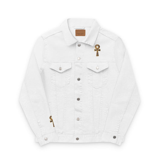 Embroidered Unisex Denim Jacket - Stylish Outerwear, Casual Layering, Trendy Gift, Unique Streetwear, Fall Fashion Essential