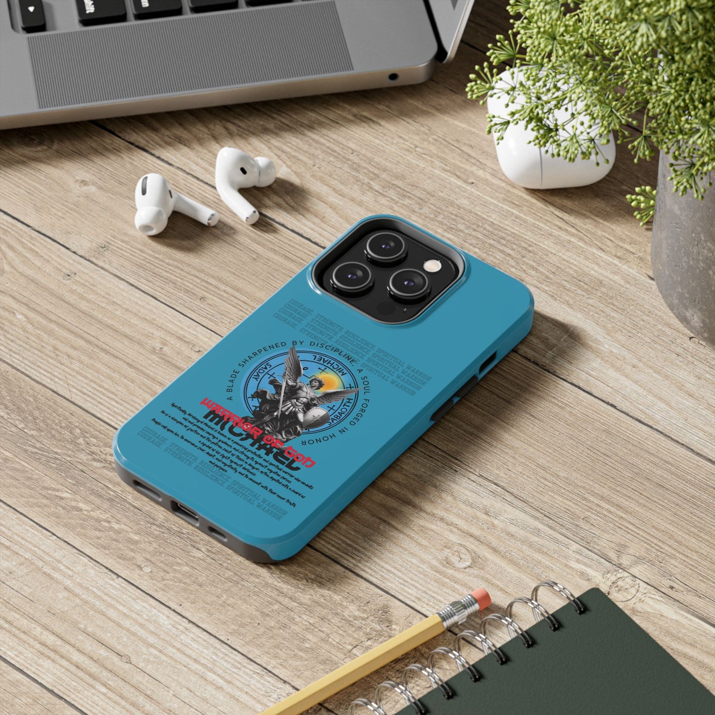 Tough Phone Cases: Inspirational Quote Phone Case, Gift for Strength Lovers, Durable Steel Blue Phone Case, Protective Case for Men & [...]