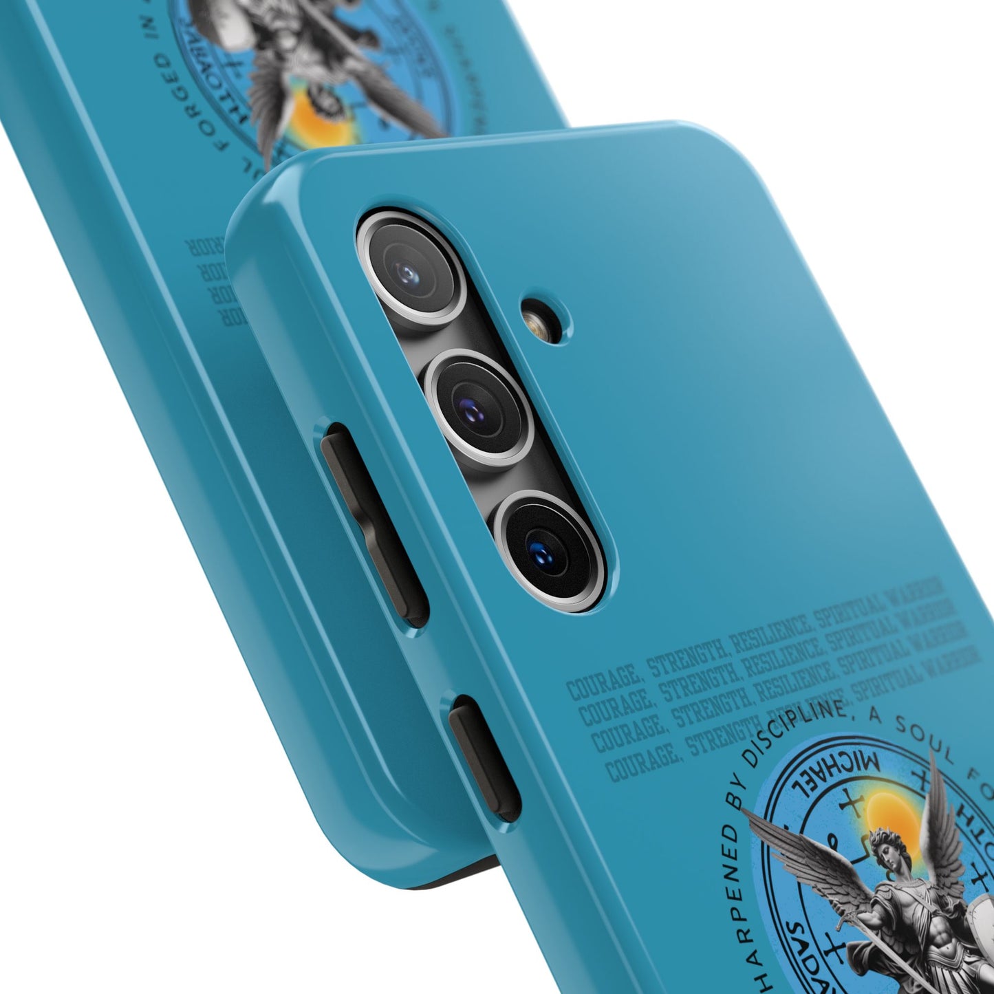 Tough Phone Cases: Inspirational Quote Phone Case, Gift for Strength Lovers, Durable Steel Blue Phone Case, Protective Case for Men & [...]