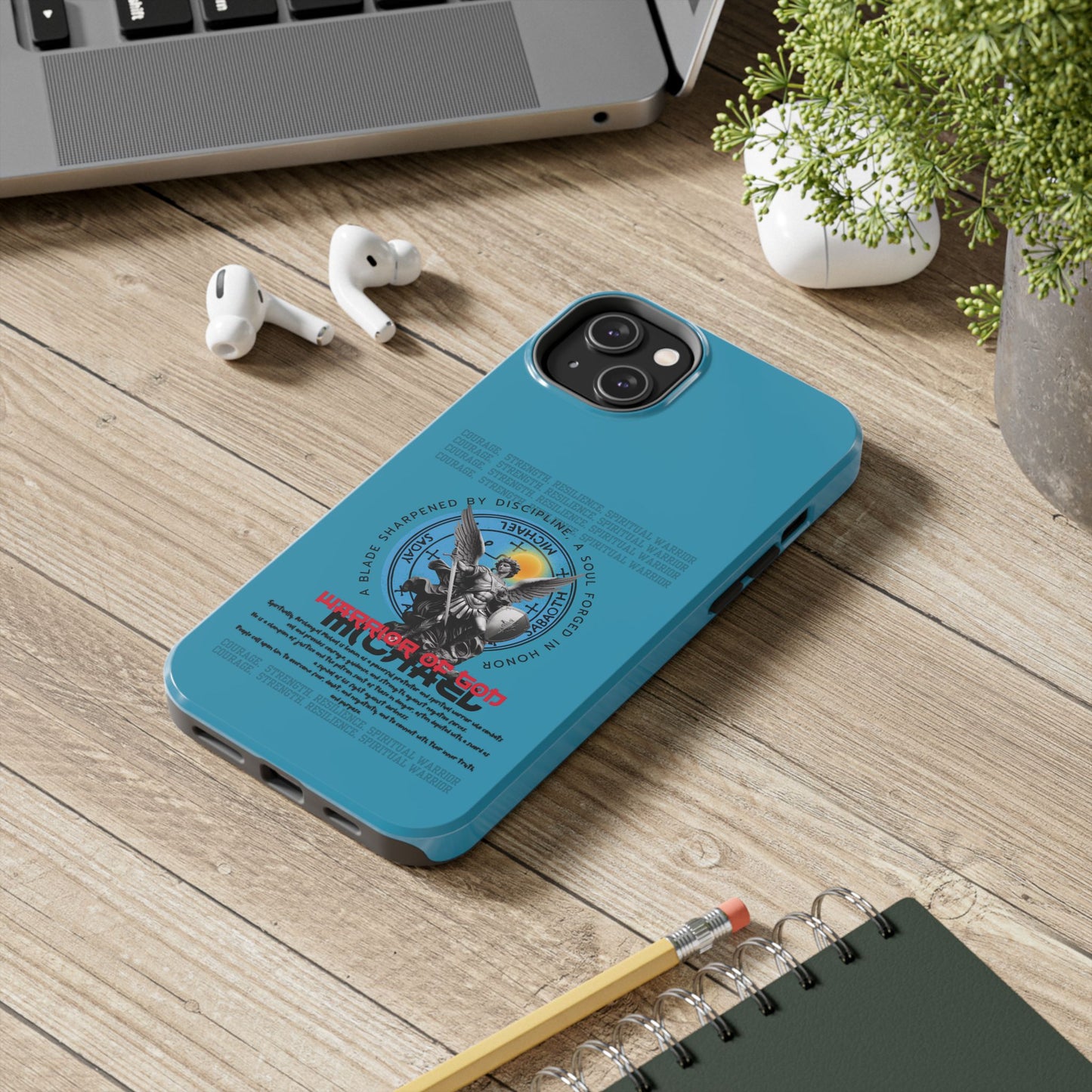 Tough Phone Cases: Inspirational Quote Phone Case, Gift for Strength Lovers, Durable Steel Blue Phone Case, Protective Case for Men & [...]
